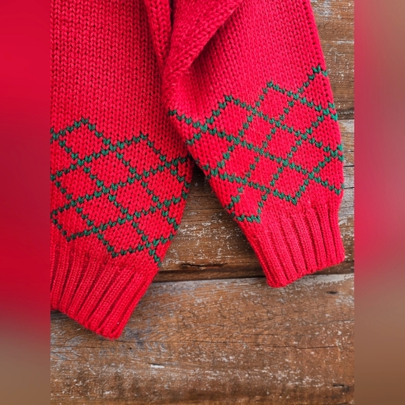 Vintage Karen Scott Red Wreath Christmas Sweater Embroidered 3D Poms High Neck - Picture 10 of 11